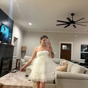 Strapless White Tulle Dress